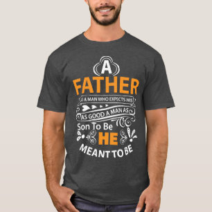 Um pai um homem que espera sua camiseta escura bás