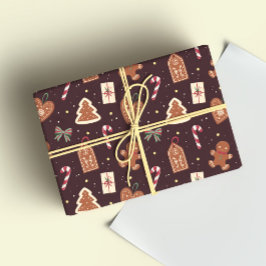 Um Papel de Presente de Natal Fofo Com Gingerbread