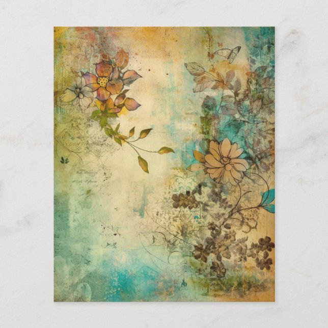 Um papel de scrapbook em estilo floral vintage (Frente)