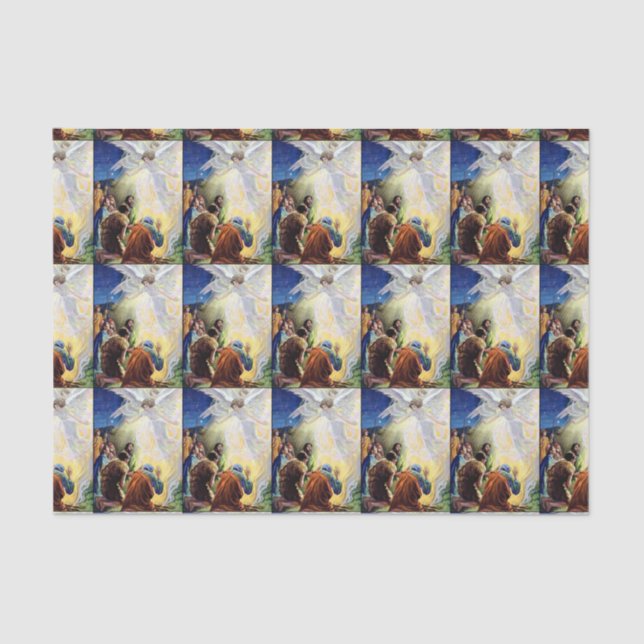 Um Papel Tecido de Oração Anjos (Frente )