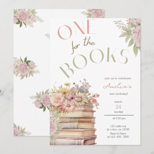 Um Para O Primeiro Convite De Aniversário Dos Livr (Frente/Verso)