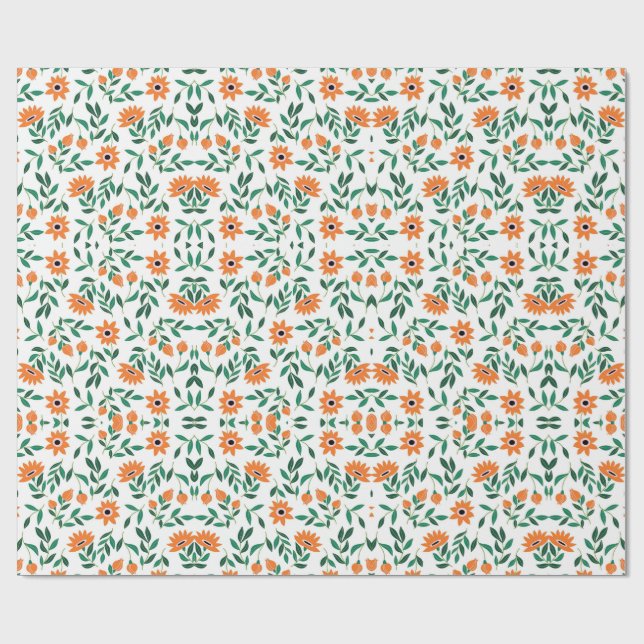 Um pedaço de papel de embrulho com um padrão flora (Aberto)