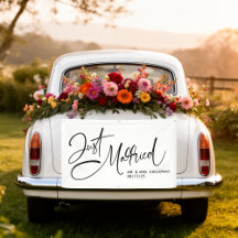 Um Pequeno Banner de Carro de Recem casados Retroa