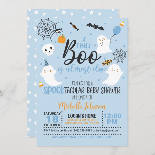 Um Pequeno Boo é quase um convite devido - Azul (Frente/Verso)