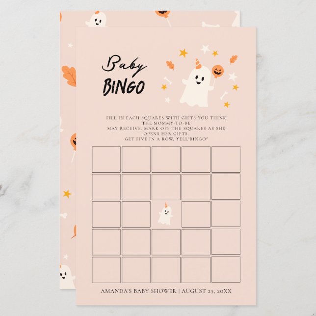 Um Pequeno Boo Está Quase Devendo Bebê Bingo (Frente/Verso)