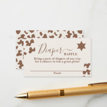 Um pequeno cartão de Raffle Fralda Chá de fraldas