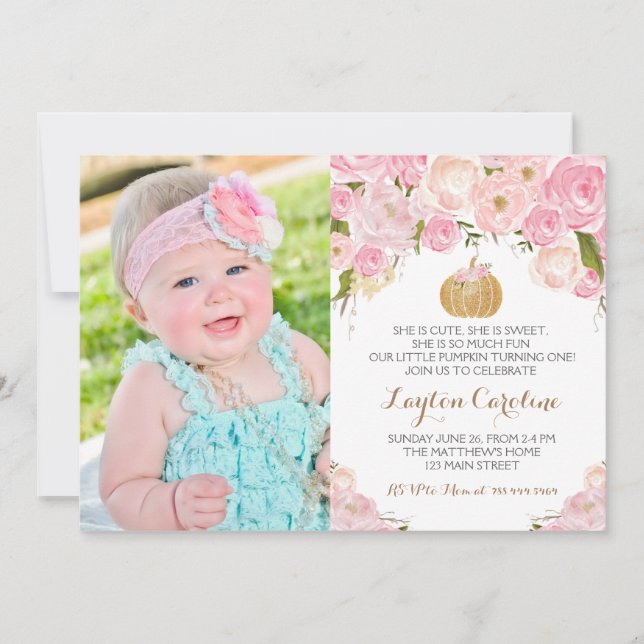 Um pequeno convite de aniversário para Pumpkin (Frente)