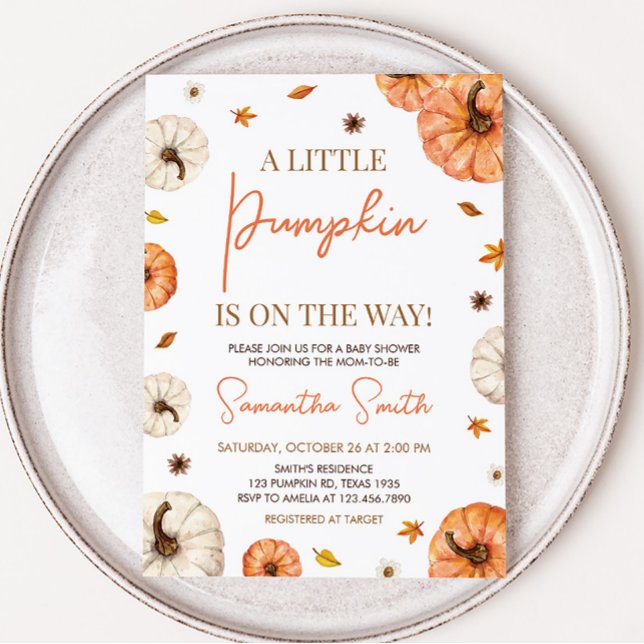 Um Pequeno Convite Para Chá de fraldas De Abóbora (Fall Pumpkin Baby Shower Invitation)
