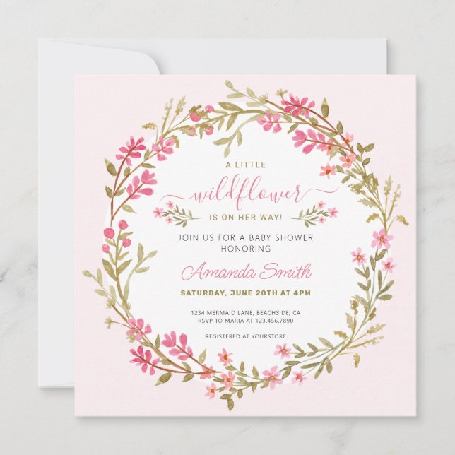 Um Pequeno Convite Para Chá de fraldas De Rapariga (Frente)