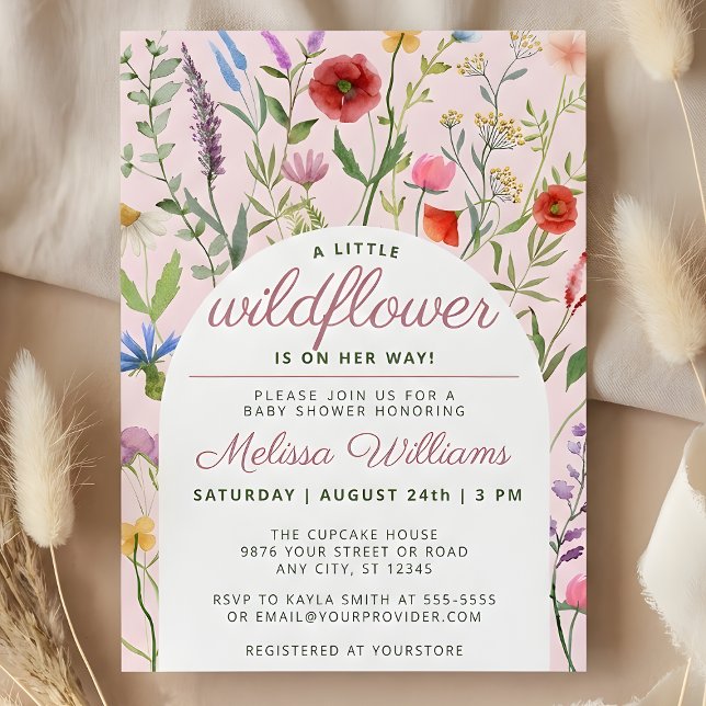 Um Pequeno Convite Para Chá de fraldas De Rapariga (A Little Wildflower Girl Baby Shower Invitation)
