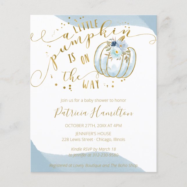 Um Pequeno Convite Para Chá de fraldas De Um Rapaz (Frente)