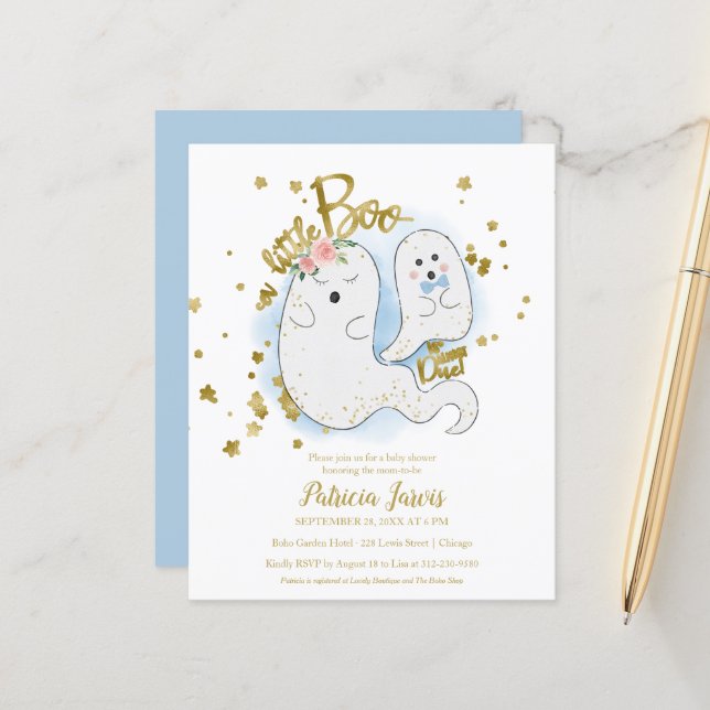 Um Pequeno Convite Para Chá de fraldas Do Boo Budg (Frente/Verso In Situ)