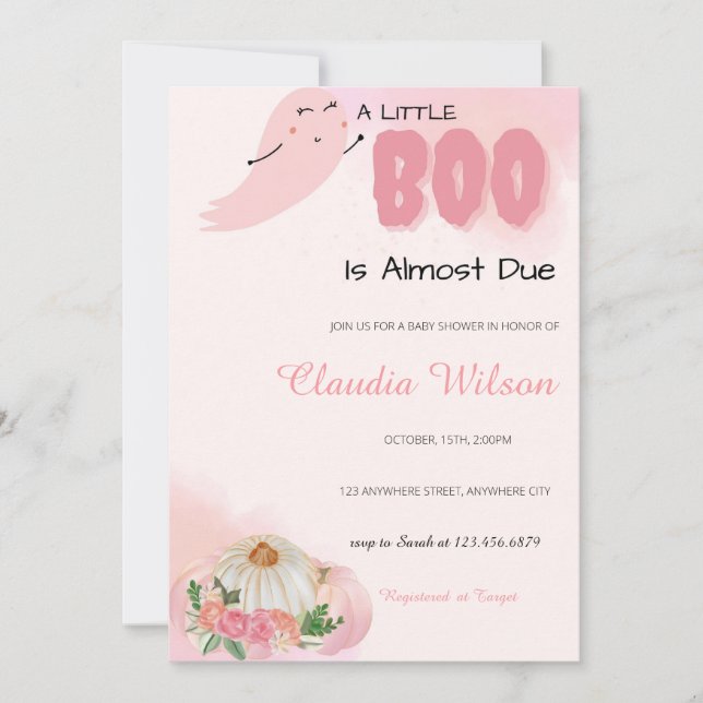 Um pequeno convite para Chás de fraldas de Boo Hal (Frente)