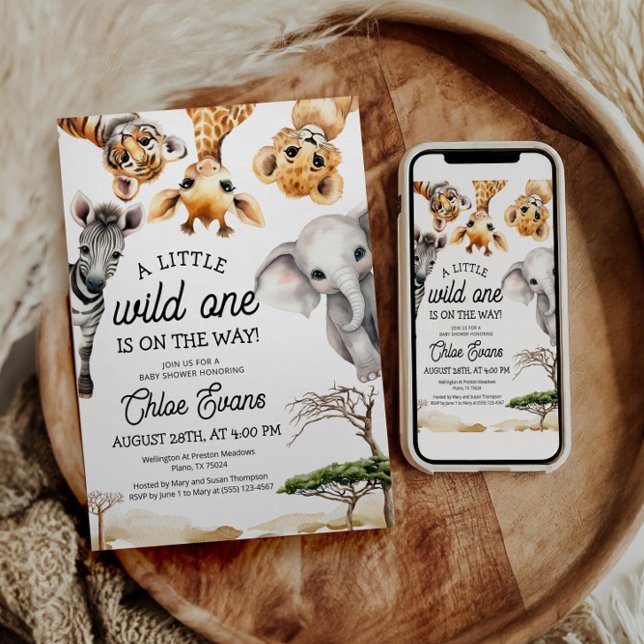 Um Pequeno Convite Selvagem | Chá de fraldas Safar (Criador carregado)