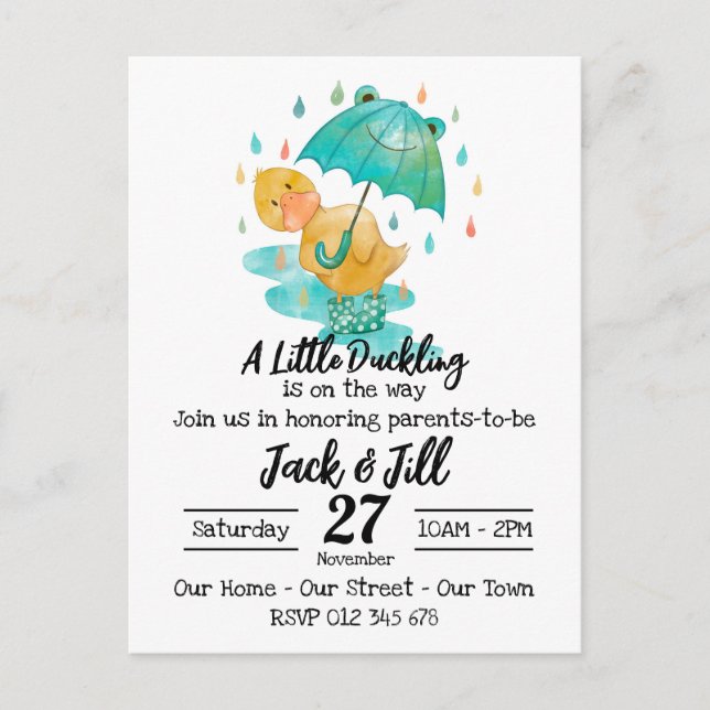 Um Pequeno Duckling está no caminho do convite (Frente)
