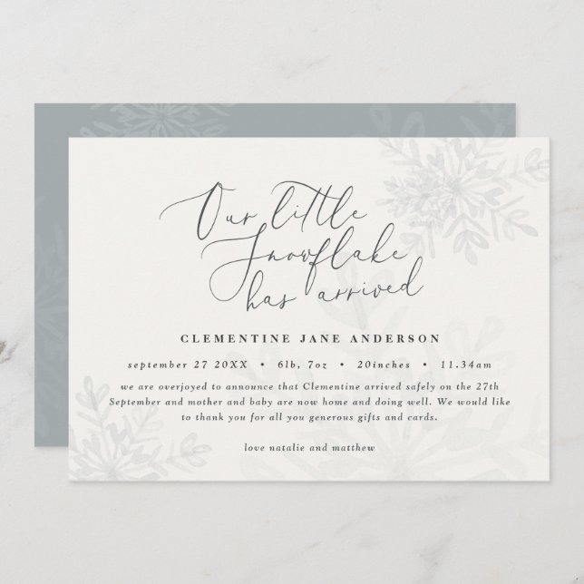 Um pequeno floco de neve azul floco de inverno ele (Frente/Verso)