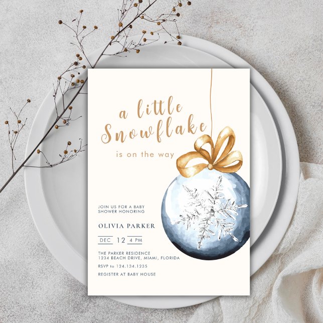Um Pequeno Floco de Neve Convite Para Chá de frald (A Little Snowflake Winter Baby Shower Invitation)