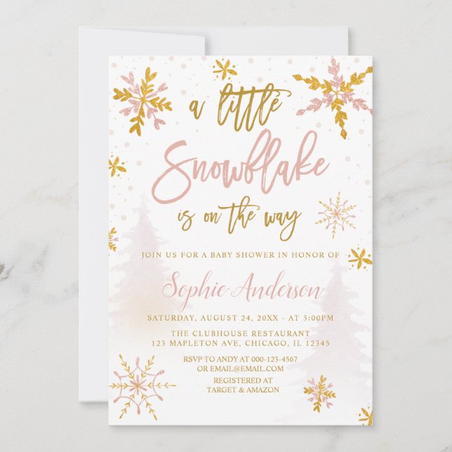 Um Pequeno Floco de Neve Convite Para Chá de frald (Frente)