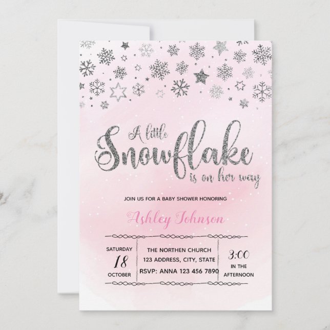 Um Pequeno Floco de Neve Está a Caminho convite de (Frente)