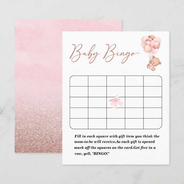 Um pequeno jogo de bingo para chá de bebê muito si (Frente/Verso)