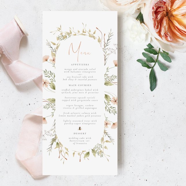 Um Pequeno Menu de Chá de fraldas de Bebê de Flor  (Menu Card Mock-up)