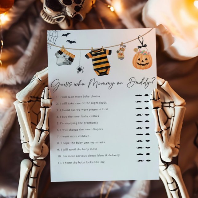 Um pequeno palpite de roupa de Boo Quem é Mamãe ou (Little Boo Ghost Baby Shower Guess Who Mommy or Daddy Game)