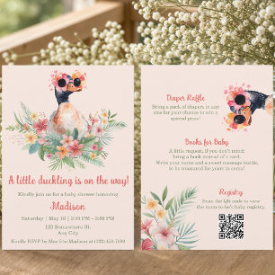 Um Pequeno Patinho em um Convite de Chás de Bebê C