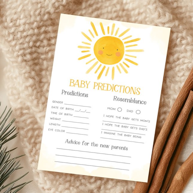 Um Pequeno Raio de Luz Bebê Jogo de Previsões (Little Ray of Sunshine Baby Shower Baby Predictions Game)