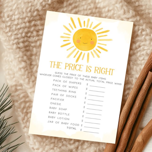 Um Pequeno Raio de Sol O Jogo O Preço É Certo (Little Ray of Sunshine Baby Shower The Price Is Right Game)