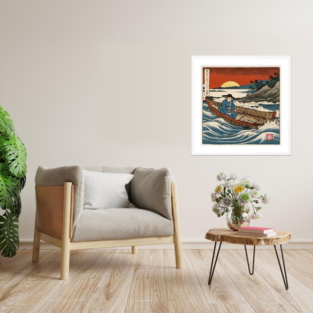 Um pescador a pescar - Art Impressão (A fisherman going fishing on a stormy day.
Artist: Roger Smith)