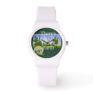Um Planeta Terra - Relógio do Pulso Branco esporti