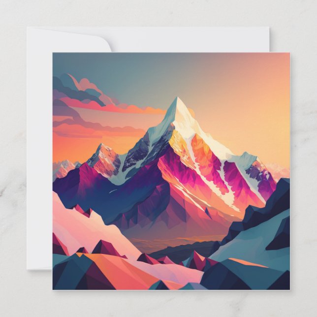 Um pôr do sol maravilhoso sobre montanhas colorida (Frente)