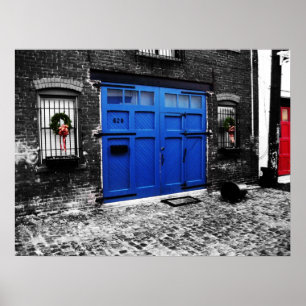 um poster azul das canvas da porta - tamanho