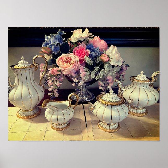 Um Poster de festa do chá de mansão (Frente)