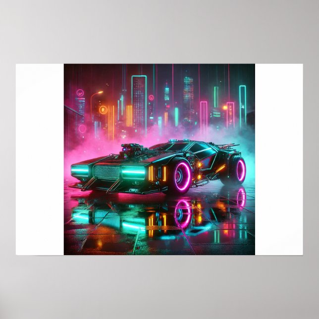 Um Poster de Hyper Car de Onda Síncrona do Futuro  (Frente)