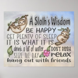 Um Poster de Sloth's Wisdom Motivational cita 14x1