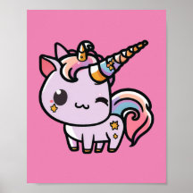 Um poster de unicórnio kawaii