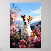 Um Poster Floral Haven de Jack Russell Terrier