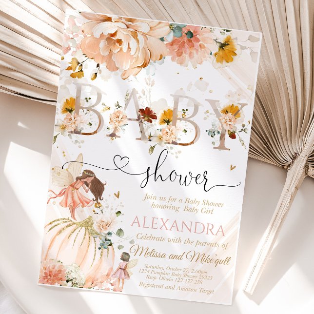 Um Pouco De Abóbora Está A Caminho Do Convite Ao C (A charming pumpkin-themed baby shower invitation featuring the text "A Little Pumpkin Is On The Way")