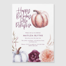 Um pouco de abóbora floral queda púrpura aniversár