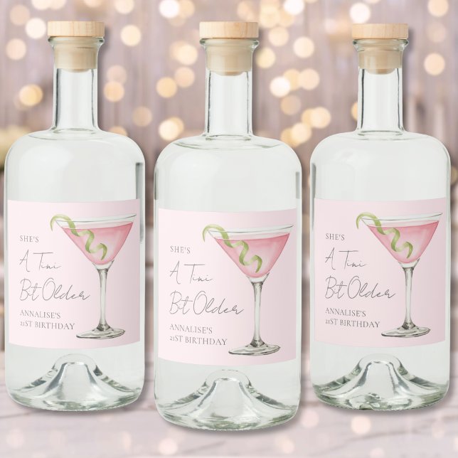 Um Pouco Mais Velha Martini Aniversário (Tini Bit Older Martini Birthday Liquor Bottle Label )