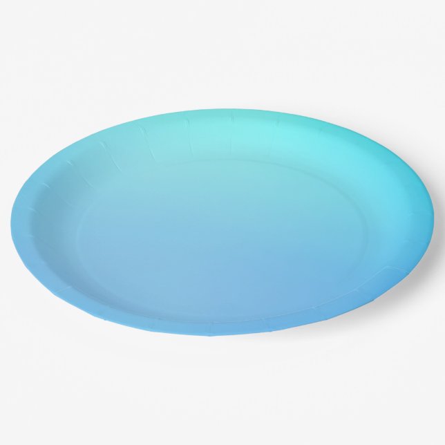 Um prato de papel azul-turquesa redondo e gradient (Inclinado)