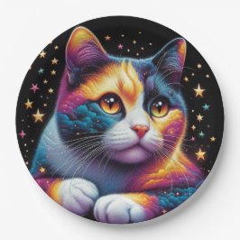 Um prato de papel de gato bonito!