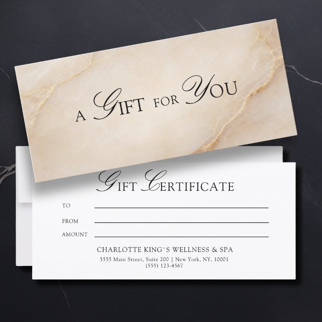 Um Presente para Você! Mármore Bege Dourado (A Gift for You! Beige Gold Marble Gift Certificate)