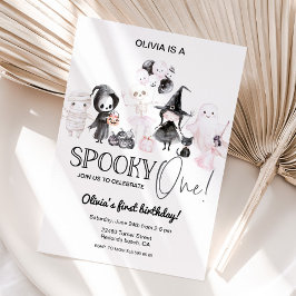 Um primeiro aniversario de convite cor-de-rosa de 