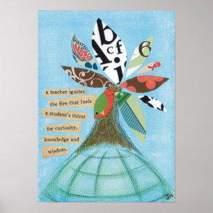 Um professor inflama o poster do fogo