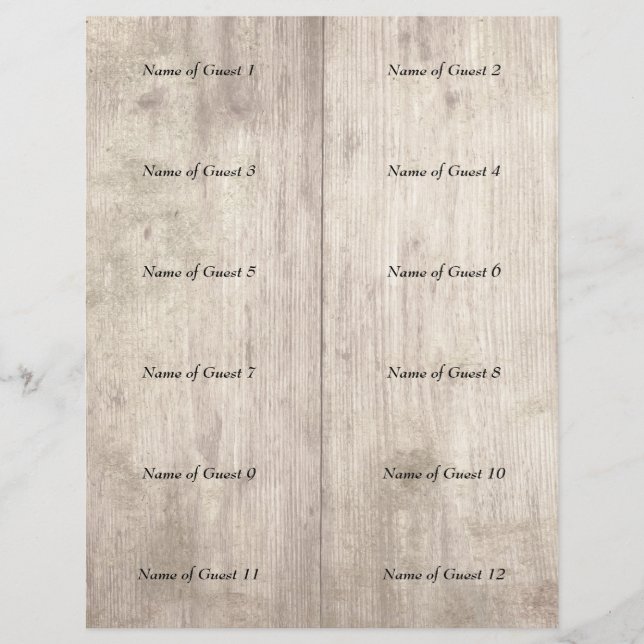 Um rascunho para 12 placas de lugar "separáveis" V (Frente)