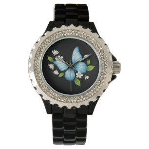 Um relógio eWatch borboleta azul