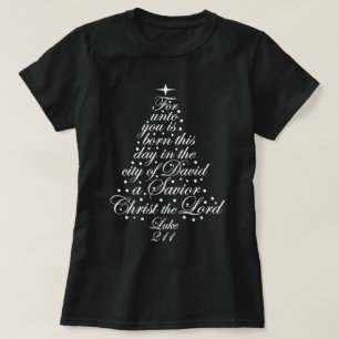 Um Salvador é Nascido Camisas de Árvore de Natal L