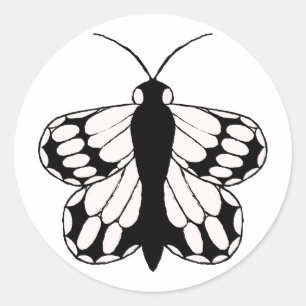 Um simples adesivo preto-n-branco de borboleta.